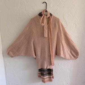 Vintage skirt, blouse, and sweater outfit!